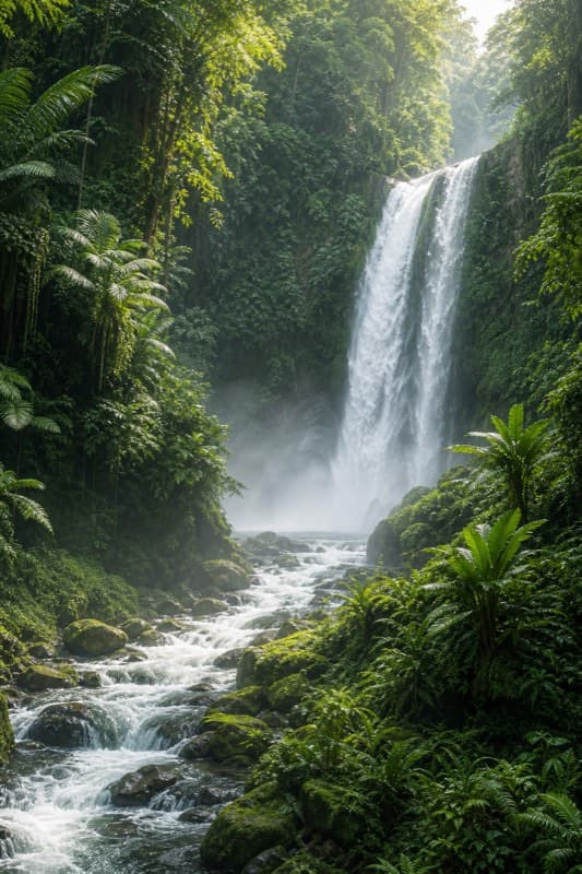 Waterfall in a tropical forest
